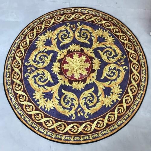 Golden Diamond Velvet Shiny Round Floor Mat Living Room Coffee Table Cute Mat Cartoon Carpet Washable