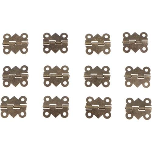 12pcs Antique Mini Metal Hinges Jewellery Box Dolls House Hinges With Screws