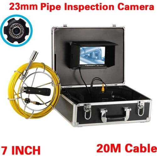 20M Drain Pipe Sewer Pipeline Inspection Video Color Camera 7" LCD 23MM Stainless Steel Camera Head IP68 Waterproof
