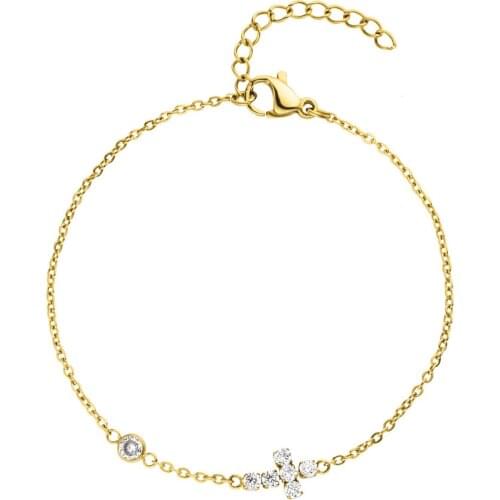 2021 hot sale Crystal Faith Cross Bracelet Stainless Steel Chain Bracelet for woman as best wishes to you