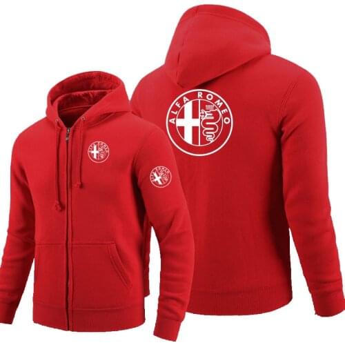 2021 Zipper Hoodies Alfa Romeo logo Printed Hoodie Fleece Long Sleeve Mans zipper Jacket Sweatshirt