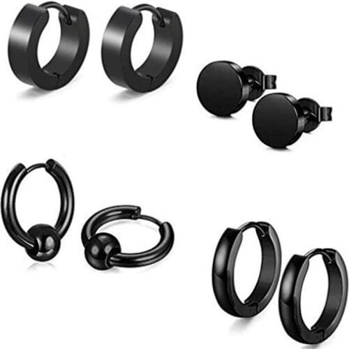 Classic Design Round Stainless steel Earring sets For Women Girls Fashion Punk Circle Shaped Stud Ear Jewelry 3 pairs