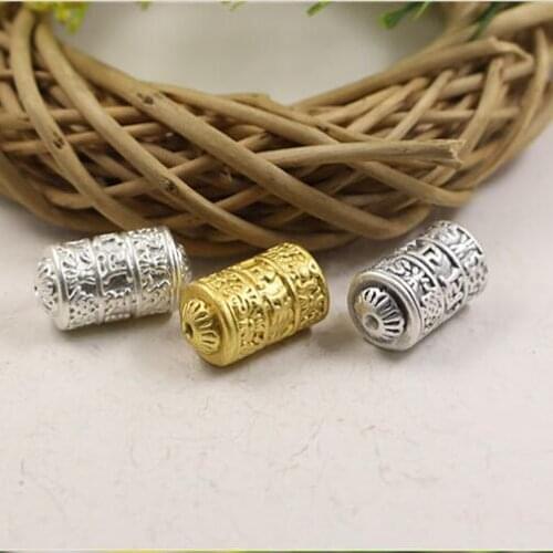3D 100% 999 Silver Beads Pure Silver Eight Buddhist Sacred Symbols Beads Tibetan Six Words Proverb Beads DIY Jewelry Accessories