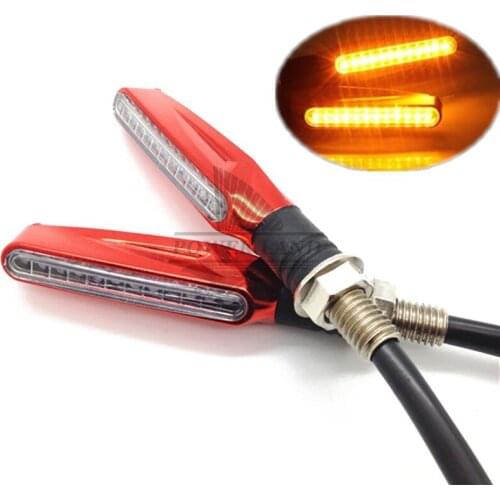 4pcs 10mm Red Case Plastic12V 12LED Turn Signals Amber Lights Indicators Racing Style Lamp Blinker Universal Fit For Motorcycle