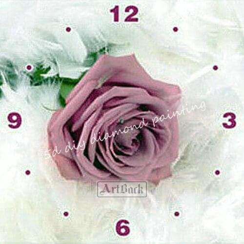 5d diamond painting clock, rose flower full square round drill, diamond mosaic, embroidery, 3d painting, decorative wall clock