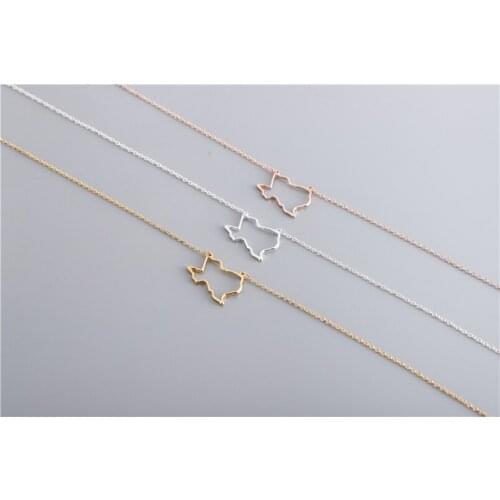 State of Texas Bracelet Hollow Outline Minimalist Geometric Hometown America USA TX Map Charm Chain Bracelets for Women