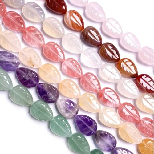 Natural Stone Beads Agates Leaf shape Crystal Exquisite Loose Spacer Beaded For jewelry making DIY necklace bracelet accessories
