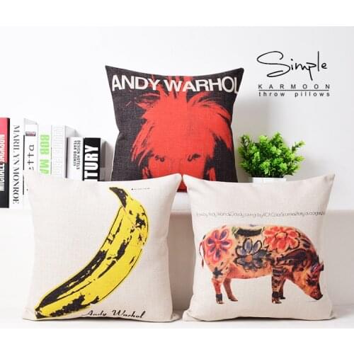 Banana pillow cover, cartoon creative Pop Art Andy Warhol pig banana throw pillow case pillowcase wholesale