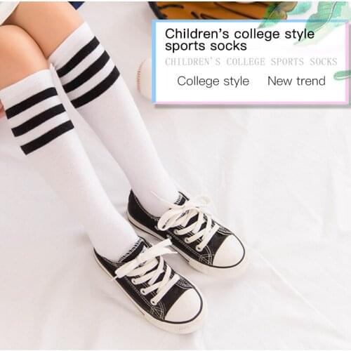 Kids Football Socks Organic Cotton Heelless Striped High Top College Style Socks Boys Girls Socks Baby Socks