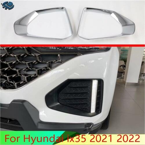 For Hyundai ix35 2021 2022 Car Accessories ABS Chrome Front Fog Light Lamp Cover Trim Molding Bezel Garnish