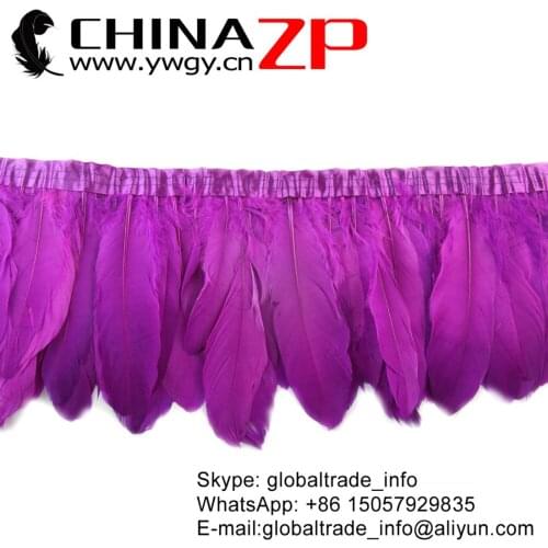 CHINAZP Factory 1yard Selected Top Quality Dyed Fuchia Goose Nagoire and Satinettes Feather Fringe Trim