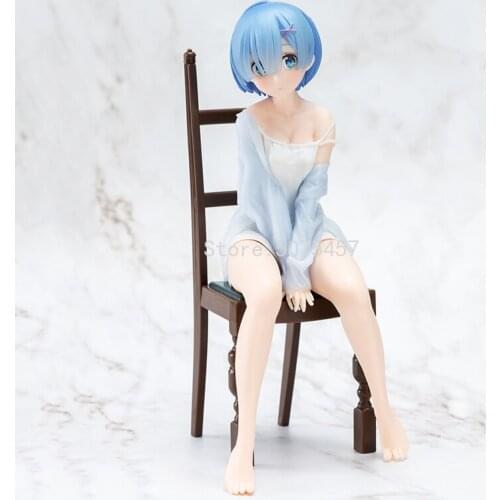 20cm Relax Rem Pajamas Figure Re ZERO Starting Life in Another World Rem Anime Figure Rem Ppajamas Chair Action Figure Toys