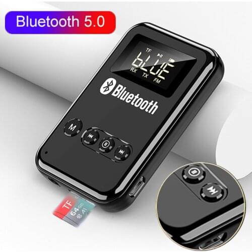 Bluetooth 5.0 Receiver Transimtter Stereo Music FM Transmitter for Headphones Speakers Wireless AUX Adapter Support TF Card