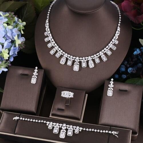Janekelly Hotsale African 2pcs Bridal Jewelry Sets New Fashion Dubai Jewelry Set For Women Wedding Party Accessories Design