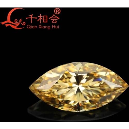 Yellow color marquise shape dia mond cut Sic material Moissanite loose stone(video is dark yellow)