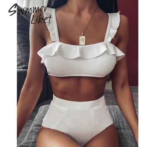 High waist bikini set white swimwear women Summer bathers Sexy bathing suit 2020 new Swimsuit female Sexy beach biquini mujer