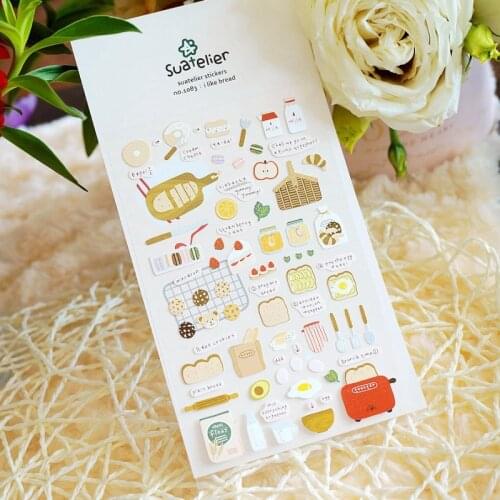 Korea Brand Sonia Scrapbooking High Quality Paper Sticker I Like Bread DIY Household Supplies Craft Suatelier Decoration