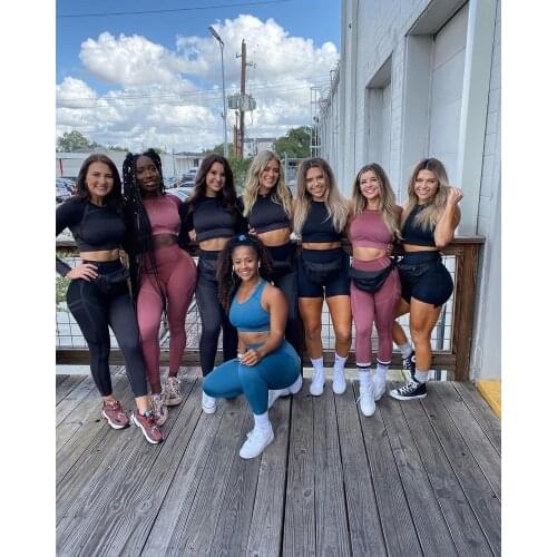 Women Seamless Yoga Set Fitness Sports Suits Long Sleeve Crop Top Shirts+High Waist Gym Leggings 2PCS Sport Workout Clothing