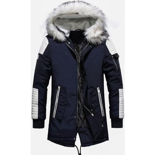 New Winter Jacket Men Thicken Warm Parkas Casual Long Outwear Hooded Collar Jackets and Coats Men veste homme Dropshipping