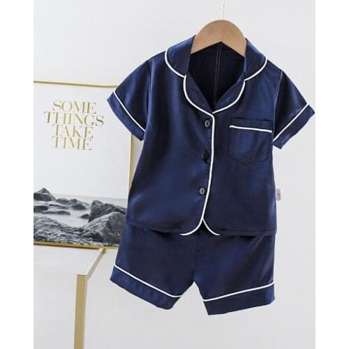 Summer Children Pajamas Suit Silk Pajama Suit Boys Short-sleeved Baby Homewear Clothing Casual Kids Sleepwear suit