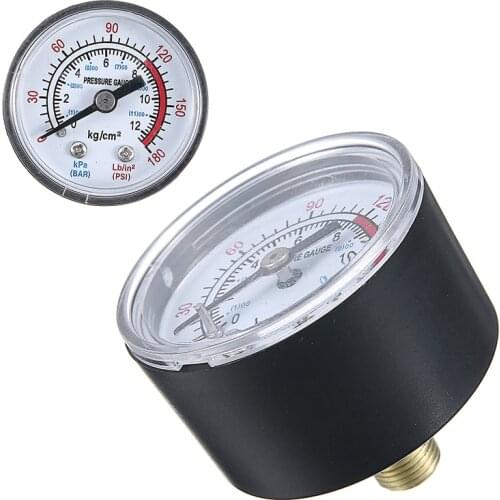 1Pcs Air Compressor Gauge 1/8" Male Thread Hydraulic Fluid Pressure Gauge 0-180PSI 0-12Bar Dial Type For Air Compressor