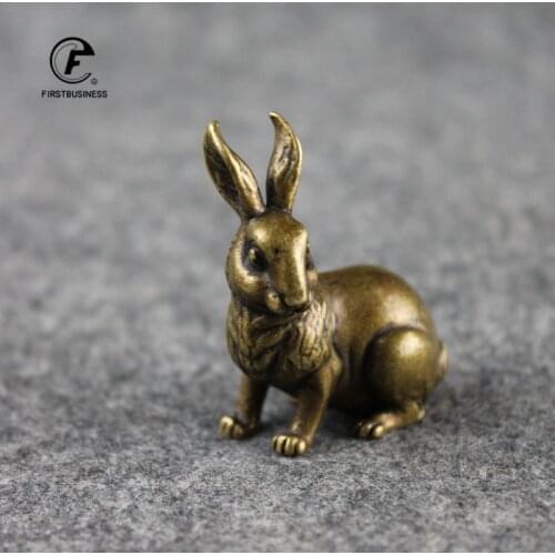 Copper Rabbits Miniatures Figurines Small Ornaments Vintage Brass Animal Home Decor Desk Decorations Tea Pet Figurine Office