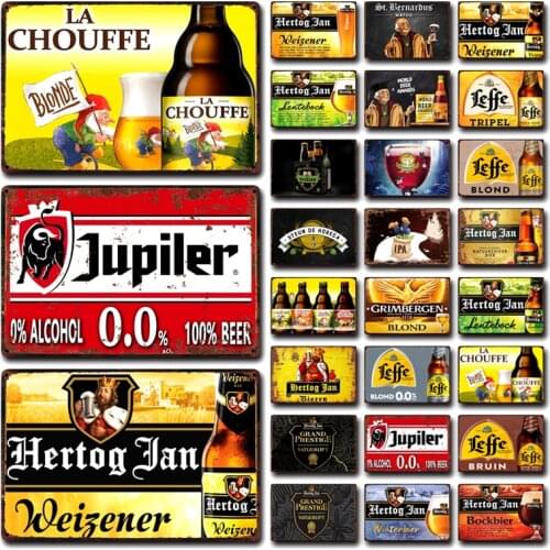 [ Kelly66 ] Belgian Beer Jupiler Leffe Hertog Jan Bieren La Chouffe Tin Art Metal Sign Home Decor Painting 20*30 CM Size Dy193