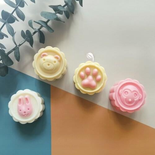Cartoon Animal Monkey Bunny Silicone Candle Mold for DIY Aromatherapy Candle Chocolate Jelly Moon Cake Soap Mould