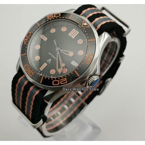 Bliger 41mm Sterile Top Watch Silver Case Ceramic Bezel Black Dial Date Luminous Sapphire Glass Mens Automatic Watch