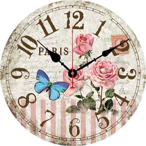 Paris Rose Wall Clock Home Vintage French Kitchen Flower Beauty Wall Clock Horloge Decorative Wall Clock/desk Clock Wandklok