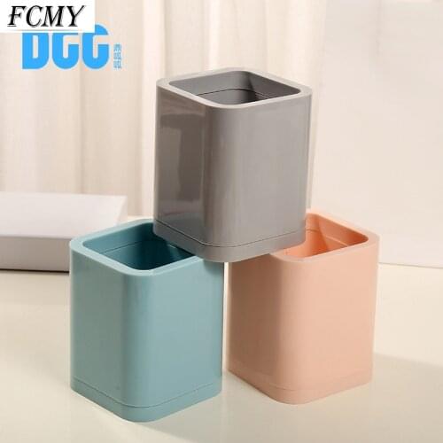 Desktop Solid Color Pen Holder Simple Storage Box Multi-function Office School Supplies Stationery Storage Tube Student