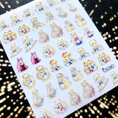 Newest TSC-298 series moon girl designs 3d nail art sticker nail decal accessories