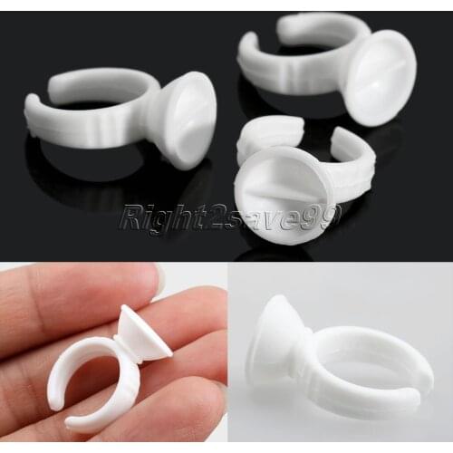 New 50pcs White Plastic Disposable Permanent Makeup Eyebrow Lip Tattoo Pigment Container Ring Ink Cup for Tattoo Supplies