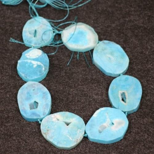 New Druzy Drusy Necklace Pendant, 15.5inches Aqua Gems Stone Beads Necklace Finding Pendant Valentines Day Gifts Crystal Beads