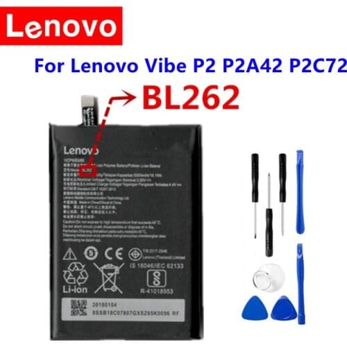 Original Battery BL262 For Lenovo Vibe P2 P2A42 P2C72 Phone High Quality Li-Polymer Batteria Akku In Stock 5000mAh + Free Tools