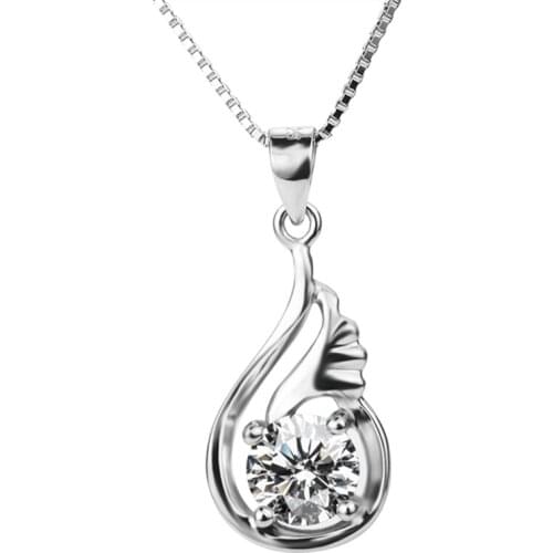 GNX0591 925 Sterling Silver Pendants Necklaces Choker Shiny Cubic Zirconia Pendant Luxury Jewelry Necklace For Women