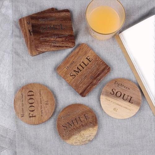 NEW Coaster Nordic Style Wooden Anti-skid Placemat Round Creative Insulation Bowl Coaster Simple Square Cup Pads