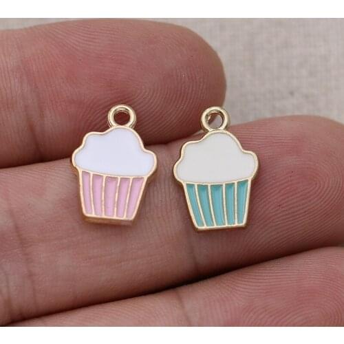 10pcs Gold Color Ice cream Cake Charm Pendants for Bracelet Jewelry Accessories Making Earrings DIY Handmade