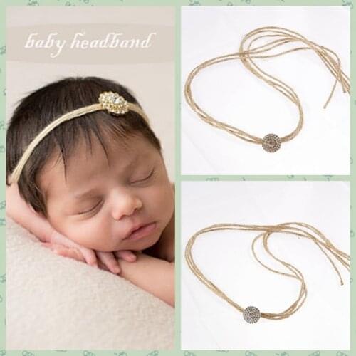 Newborn Baby Girls Headband Circular Rhinestone Hemp Rope Hair Band Toddler Infant Accessories Kids Photography Props