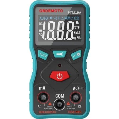 PTM19A Digital Smart Multimeter LCD Display True-RMS Multitester AC DV Voltage Current Resistance Tester