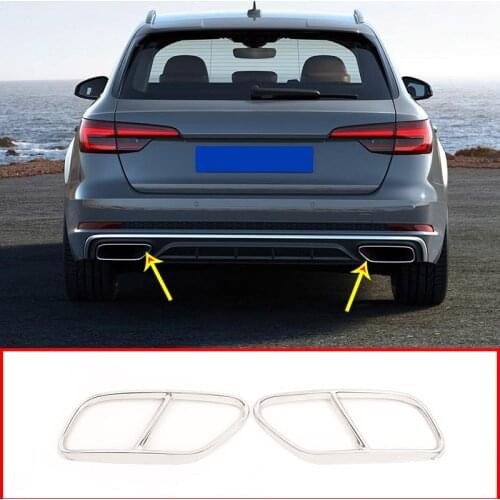 Stainless Steel Silver For Audi A4 B9 19-20 Car Rear Exhaust Tail Pipe Cover Trim Muffler High Quality Sticker Auto Accessories