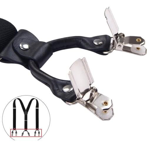 3.5CM width Men suspenders Strap Suspender 6 clips 80-115CM Genuine Leather