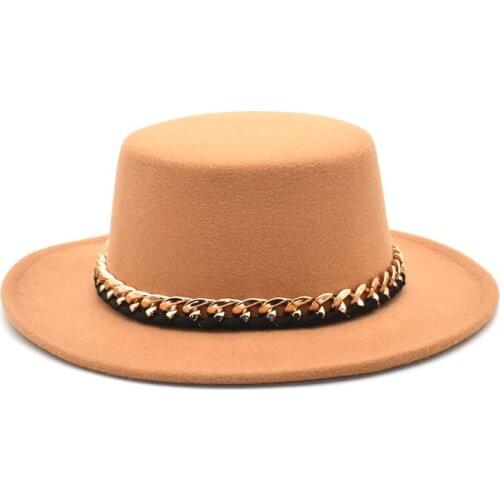 New Classic Wool Fedora Hats Women Solid Color Flat Top Bowler Hat Autumn Winter Panama Hats Wide Brim Jazz Cap P28