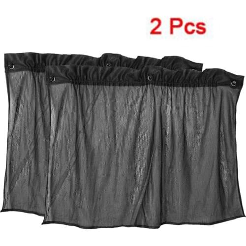 SODIAL(R) 2 Pcs Suction Cup Black Mesh Window Curtains Car Sun Shade 80 cm x 51 cm
