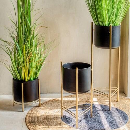 Modern Gold Stand Black Iron Flower Pots Nordic Balcony Home Living Room Floor Mounted Plant Pot Indoor Furnishings Accessories