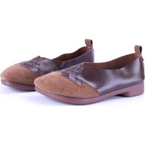 Women Shoes Slip on Flat Shoes 2020 Womens Ballet Shoes Flats Natural Leather Ladies Flat Shoes Round toe Dress Female Footwear