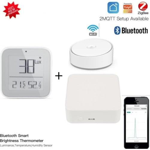 Tuya Zigbee Smart Brightness Thermometer Real-time Light Sensitive Temperature And Humidity Detector Tuya APP Remote Monitoring
