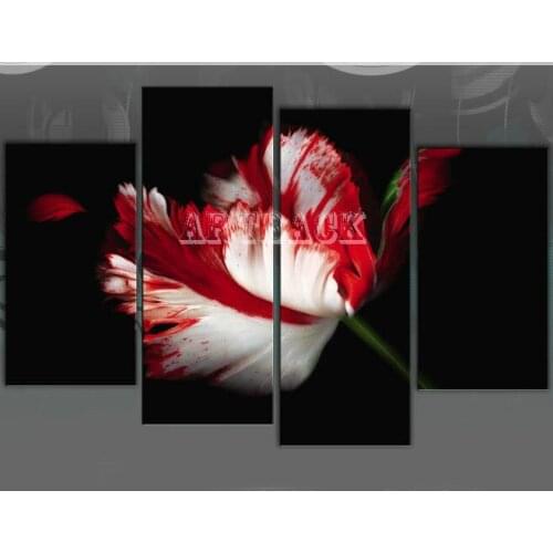 Tulip red flowers 4pcs/set 5D diamond embroidered full square drill 3d diy diamond painting rhinestone mosaic painting