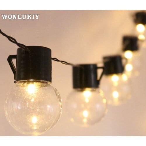 2.5M/5M/10M Outdoor Lighting 5cm Big Size LED Ball String Lamp 10/20/38 Leds Christmas Lights Fairy Party Wedding Garden Garland