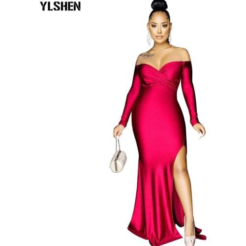 Plus Size Evening Party Dress African Dresses For Women Dashiki Long Maxi Dress Split Red Robe Femme Clothes Africa Clothing